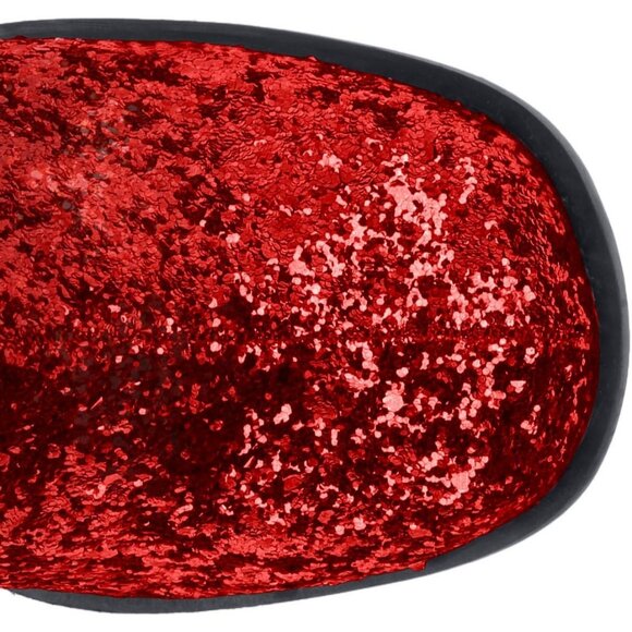 Women's Gogo-g Sparkly Red Glitter Knee High Boots with Chunky Block Heel - Picture 5 of 8